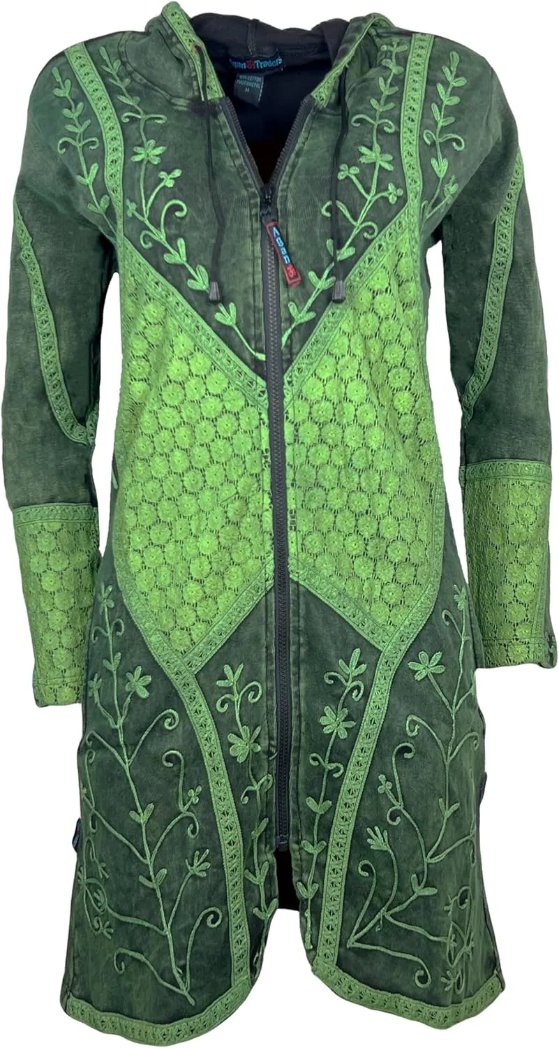 Agan Traders Women's 2025 Summer Bohemian Patch Distressed Rib Outwear Long Coat Jacket