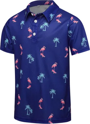 Boys Polo Shirt Hawaiian Collared Golf Shirts Kids School Uniform 5-12 Years