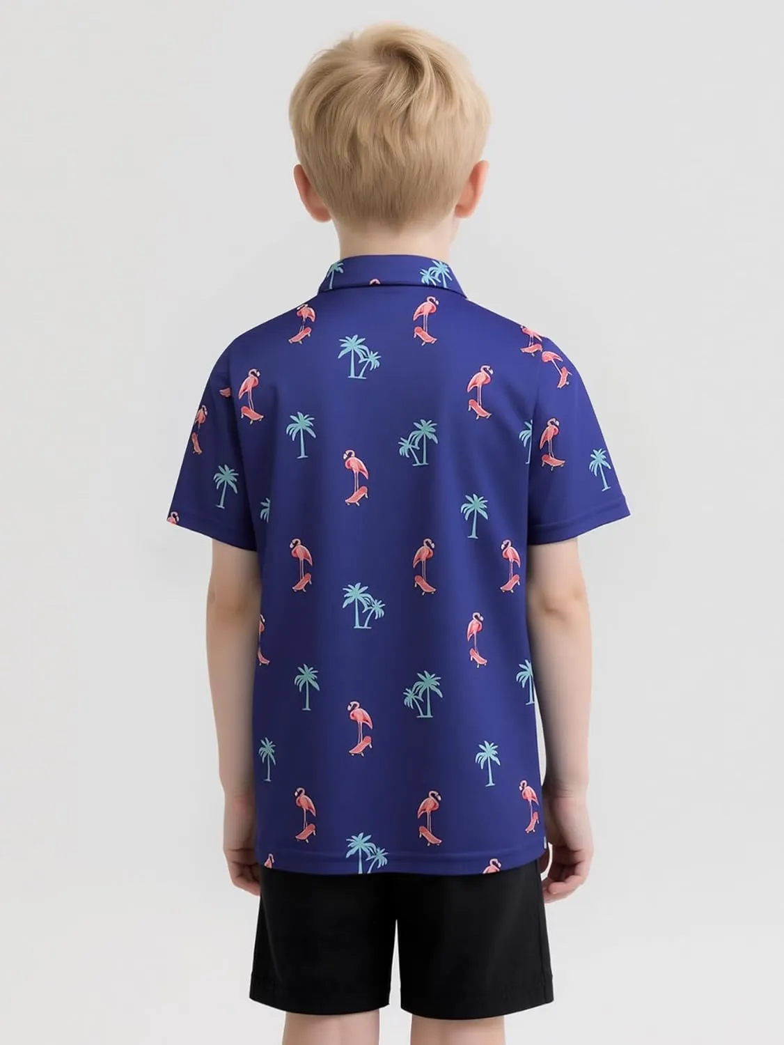 Boys Polo Shirt Hawaiian Collared Golf Shirts Kids School Uniform 5-12 Years