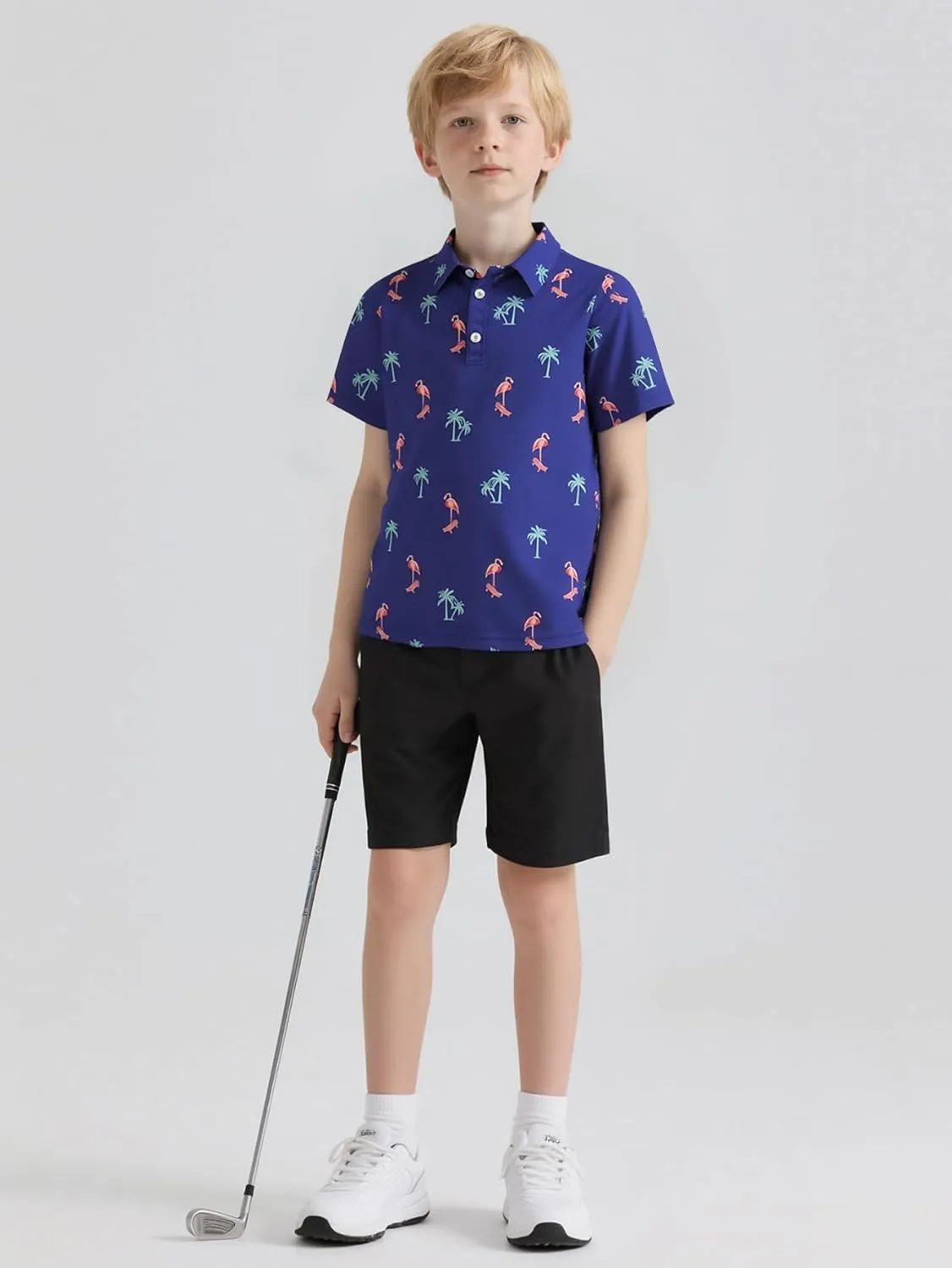 Boys Polo Shirt Hawaiian Collared Golf Shirts Kids School Uniform 5-12 Years