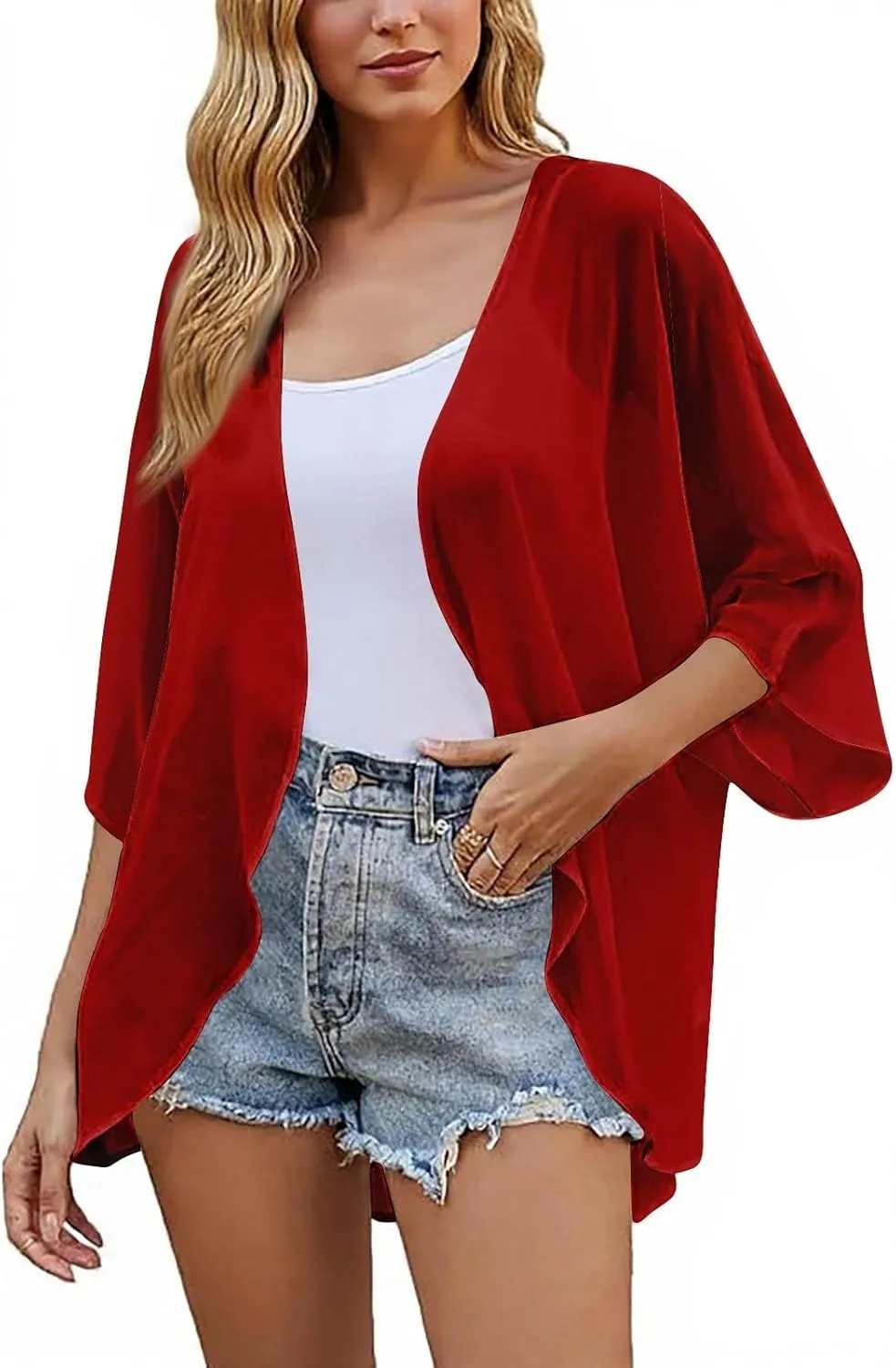 COTECRAM Summer Cardigans for Women 2025 Trendy Puff Sleeve Floral Printed Lightweight Kimono Cardigan Boho Beach Cover Ups