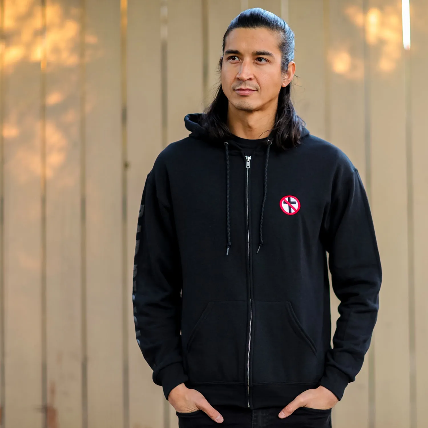Embroidered Crossbuster Zip Up Hoodie (Black)
