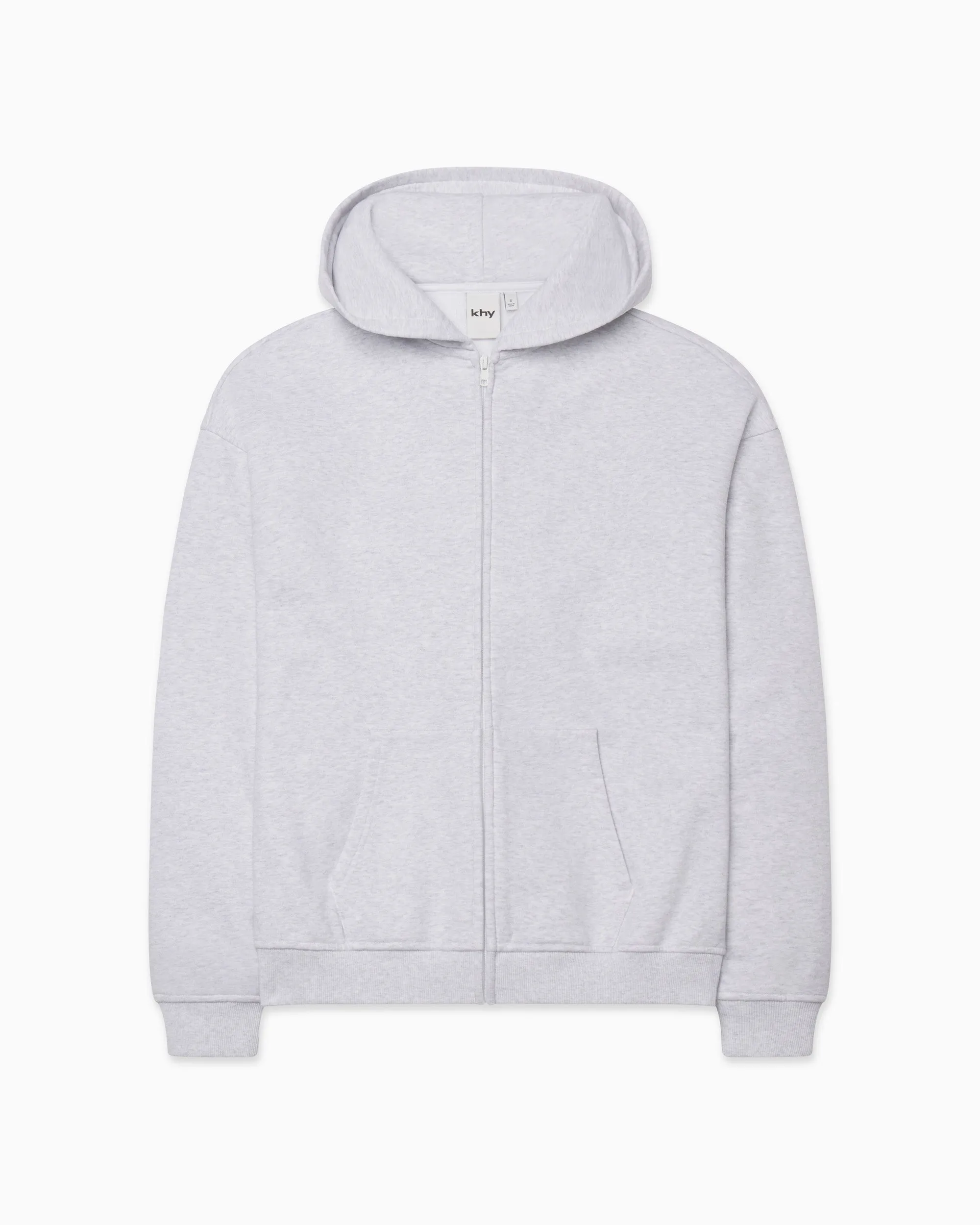 Fleece Oversized Zip Hoodie | Light Heather Grey
