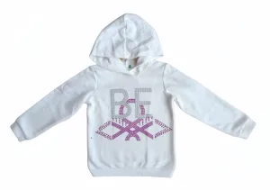 Girls Benetton Sweatshirt with Hoodie - White