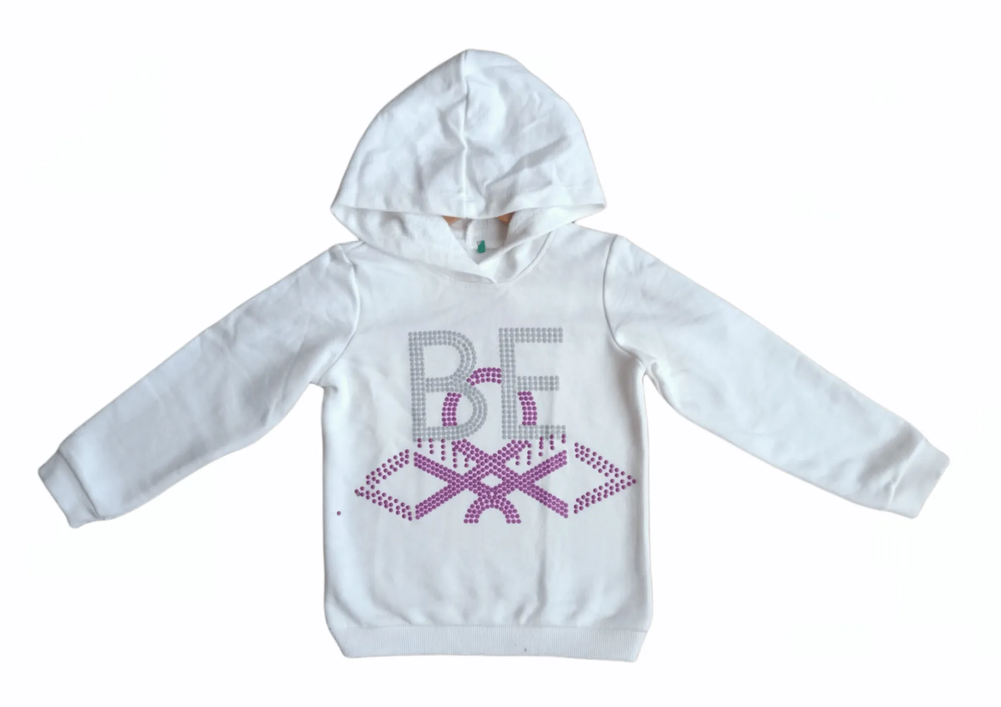 Girls Benetton Sweatshirt with Hoodie - White