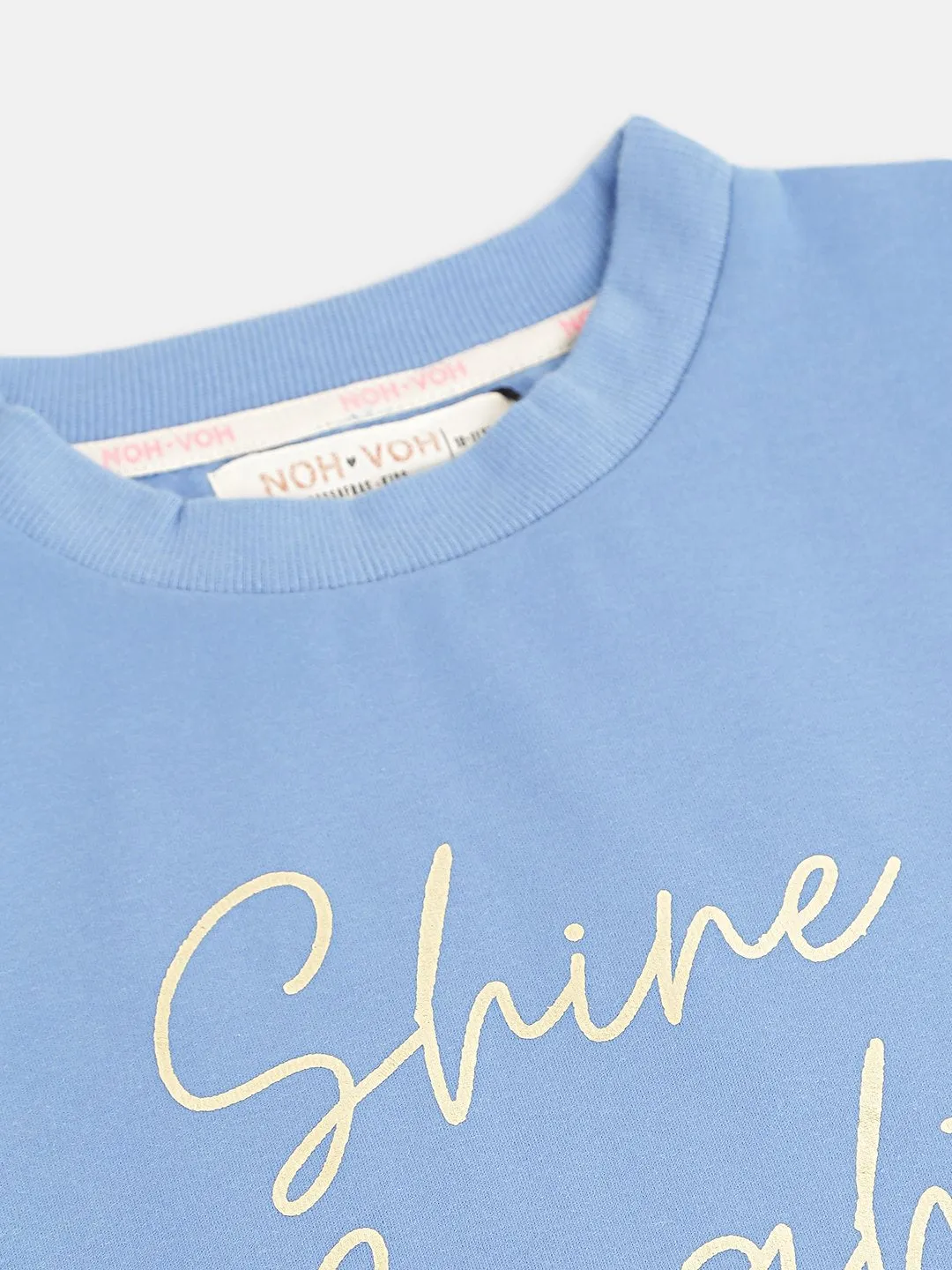 Girls Blue Shine Bright Foil Print Crop Sweatshirt