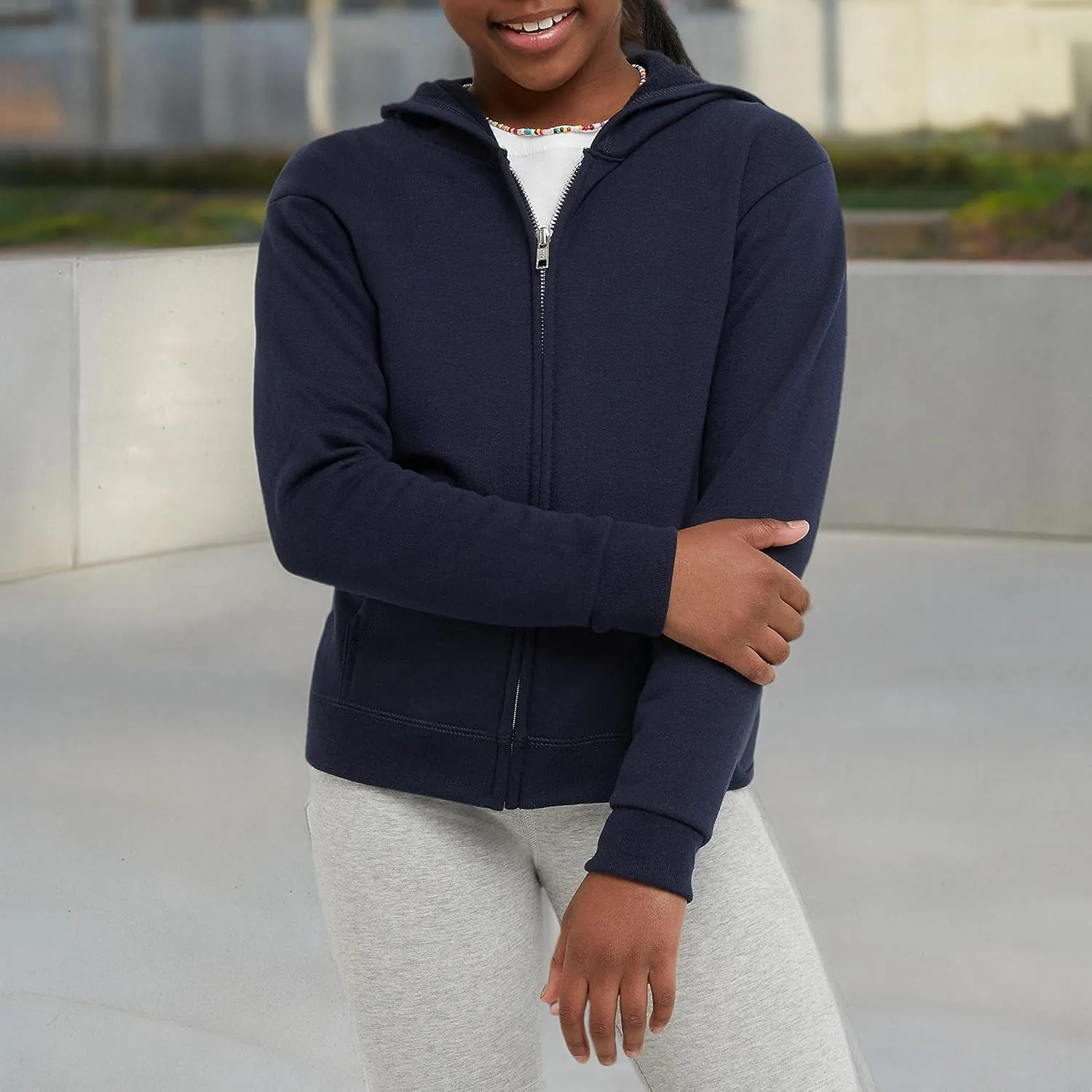 Hanes Girls' Comfortsoft Ecosmart Full-Zip Hoodie