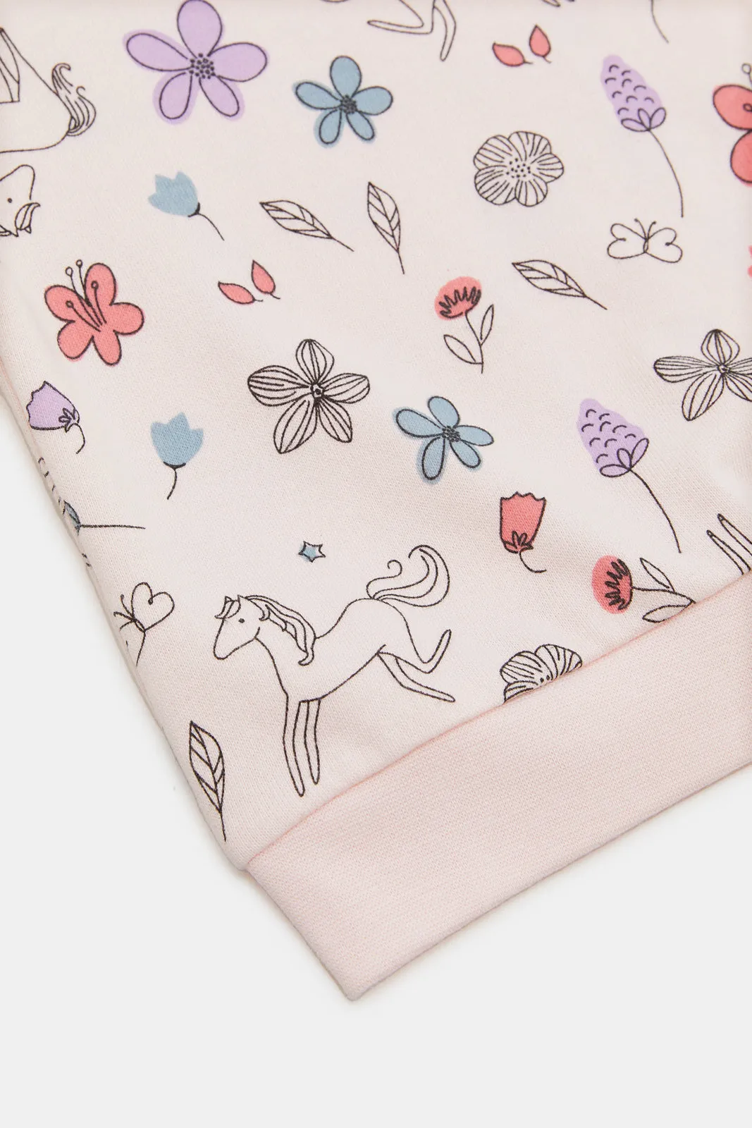 Infant Girls Pink Floral Print Sweatshirt