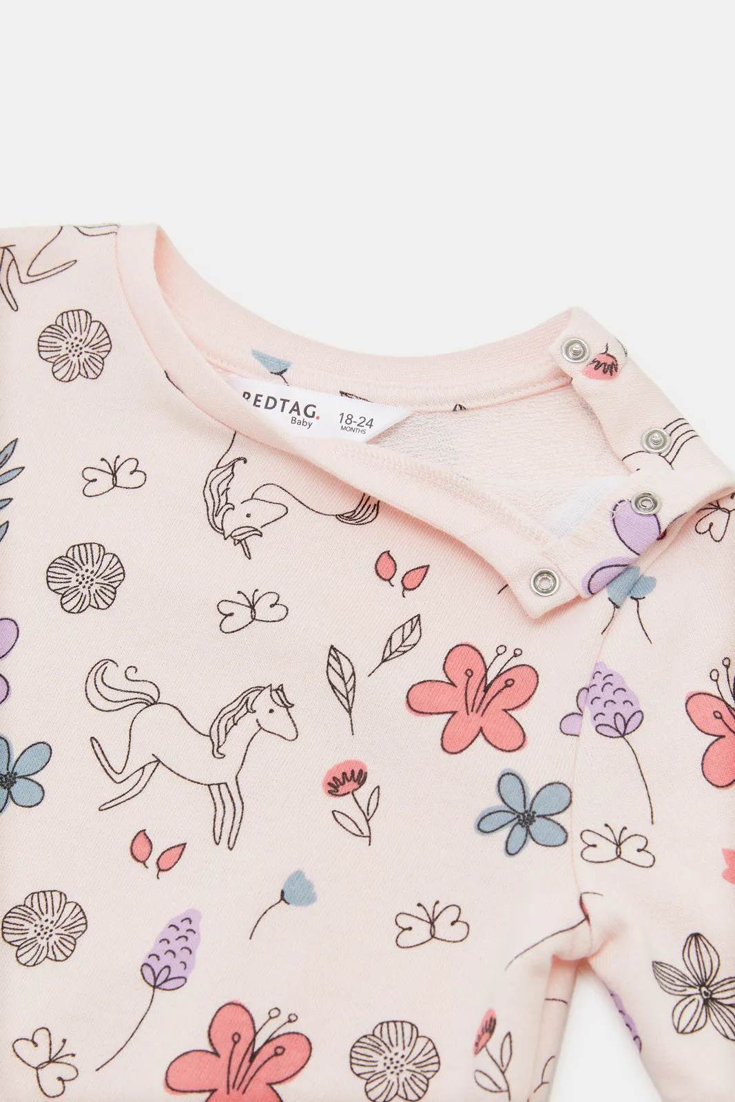 Infant Girls Pink Floral Print Sweatshirt