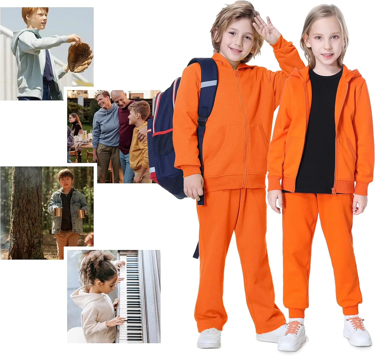 Kid Nation Kids Soft Brushed Fleece Zip-Up Hooded Sweatshirt Hoodie for Boys or Girls 4-12 Years