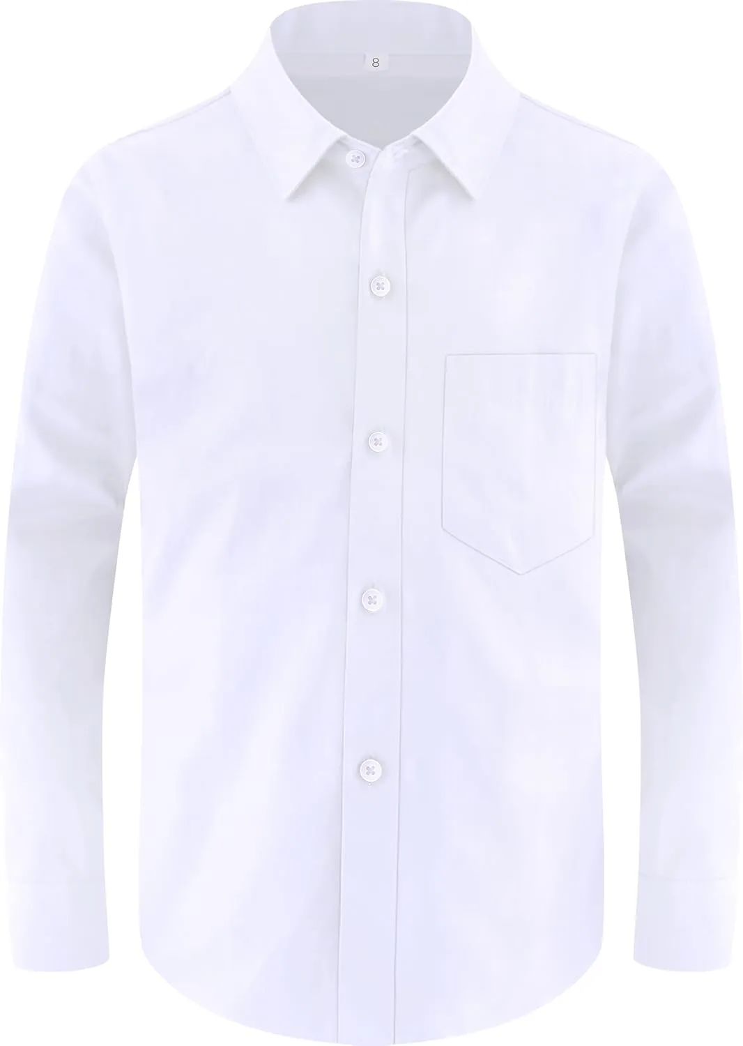 Marvelous World Boys' Long Sleeve Solid Buttoned Cuffs Dress Shirt Kids Casual Button Down Shirts with Chest Pocket