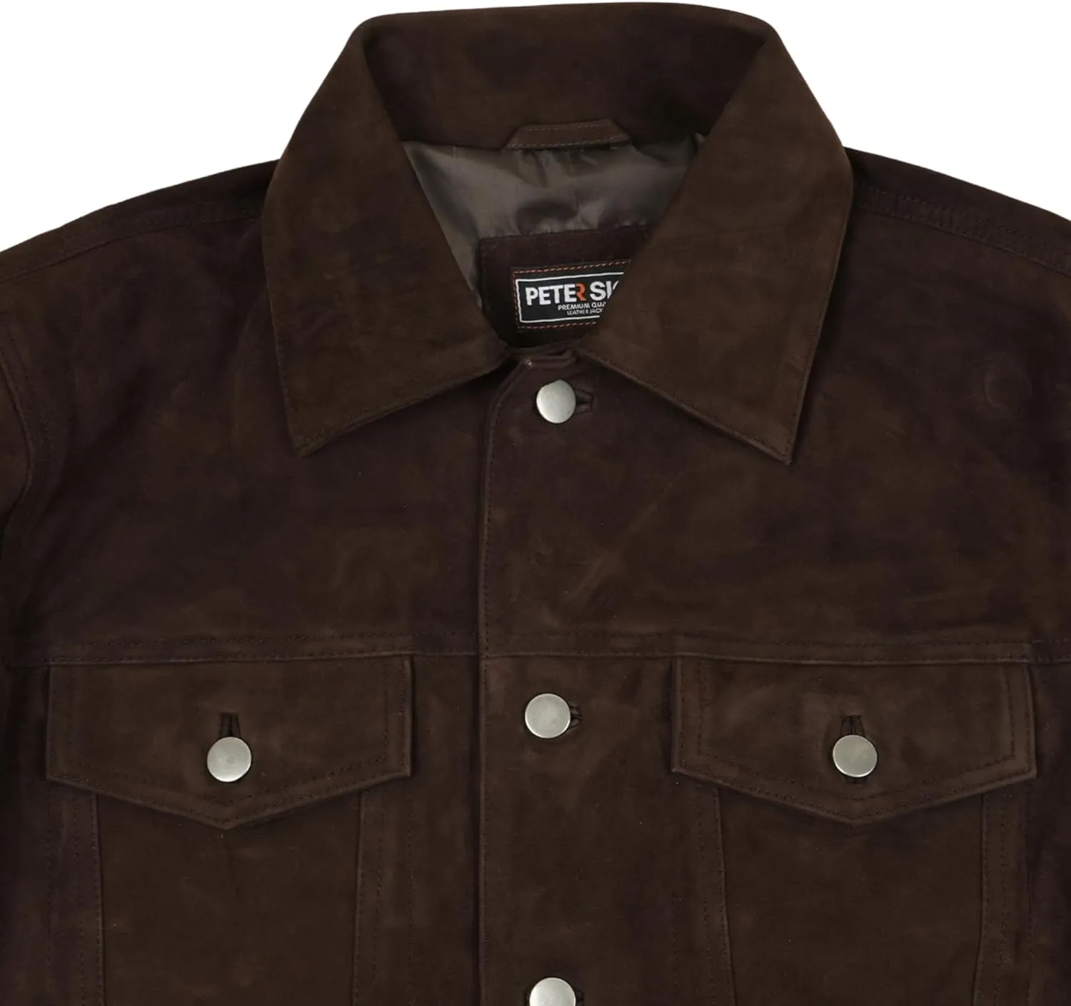 Men's Suede Leather Jacket | Genuine Suede Leather Trucker Jacket Shirt Collar Slim Fit Denim Style