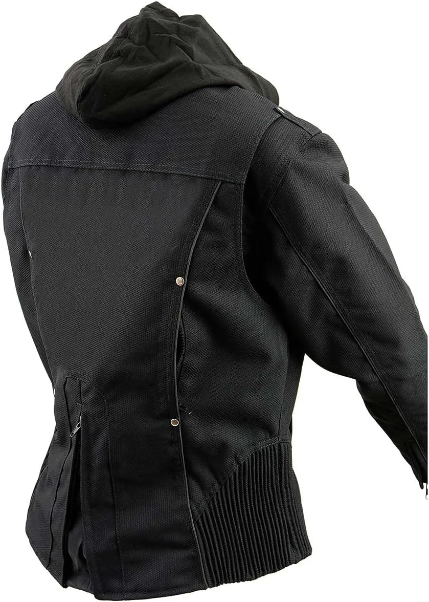 Milwaukee Leather Women's Textile Motorcycle Riders Jacket with Hoodie - Year Round Wear - 2X-Large - 2X-Large