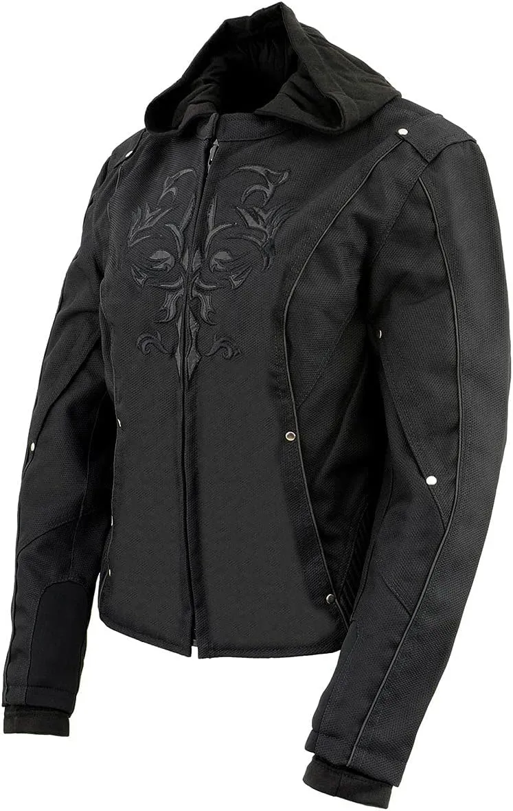Milwaukee Leather Women's Textile Motorcycle Riders Jacket with Hoodie - Year Round Wear - 2X-Large - 2X-Large