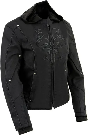 Milwaukee Leather Women's Textile Motorcycle Riders Jacket with Hoodie - Year Round Wear - 2X-Large - 2X-Large