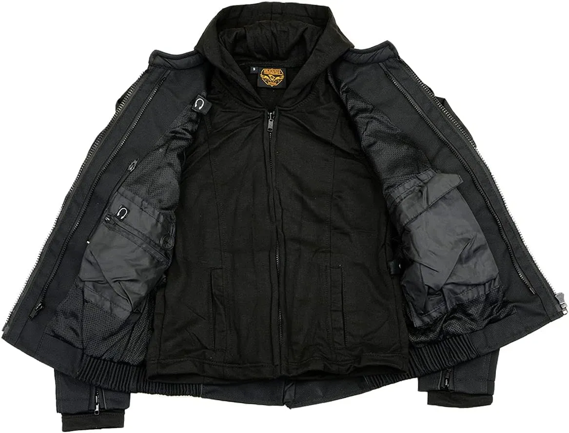 Milwaukee Leather Women's Textile Motorcycle Riders Jacket with Hoodie - Year Round Wear - 2X-Large - 2X-Large