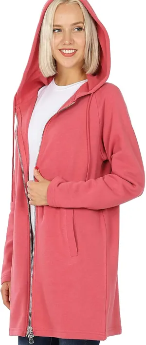 MixMatchy Women's Casual Oversized Loose Fit Long Sleeve Zip Up Pullover Hoodie Tunic Fall Sweatshirt Jacket (S-3X)
