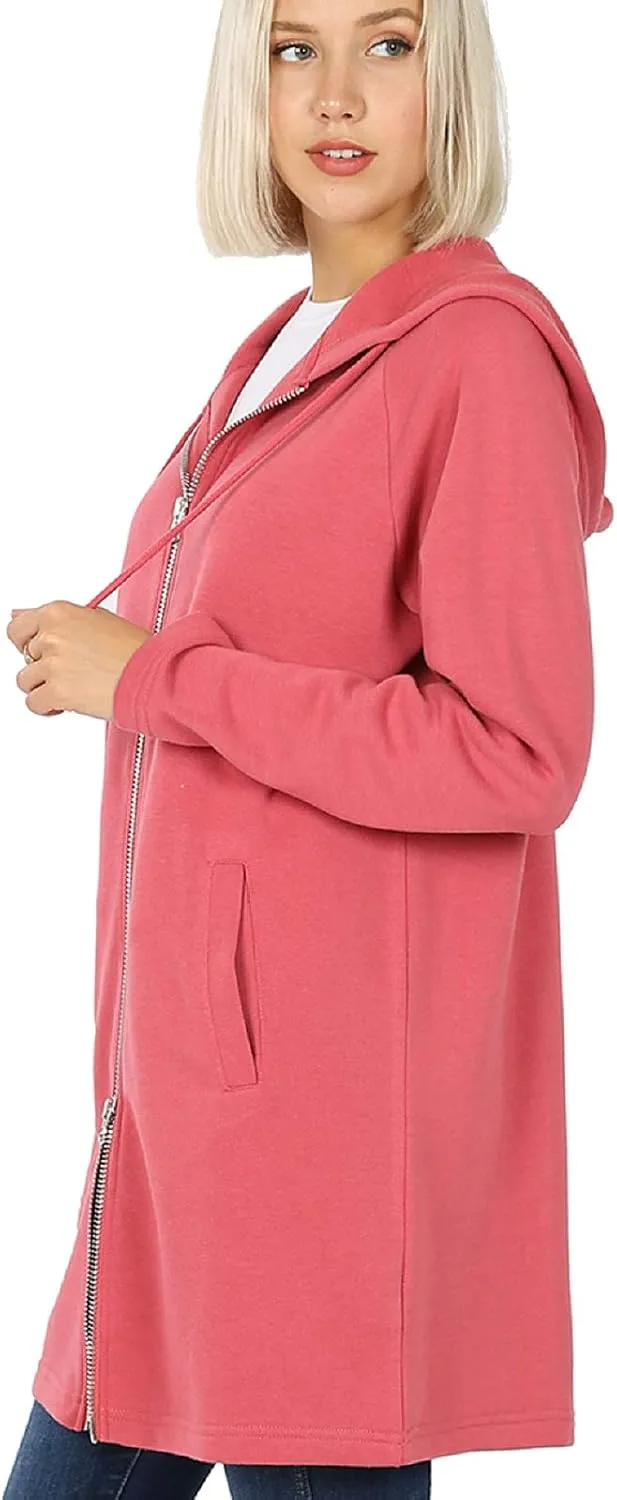 MixMatchy Women's Casual Oversized Loose Fit Long Sleeve Zip Up Pullover Hoodie Tunic Fall Sweatshirt Jacket (S-3X)