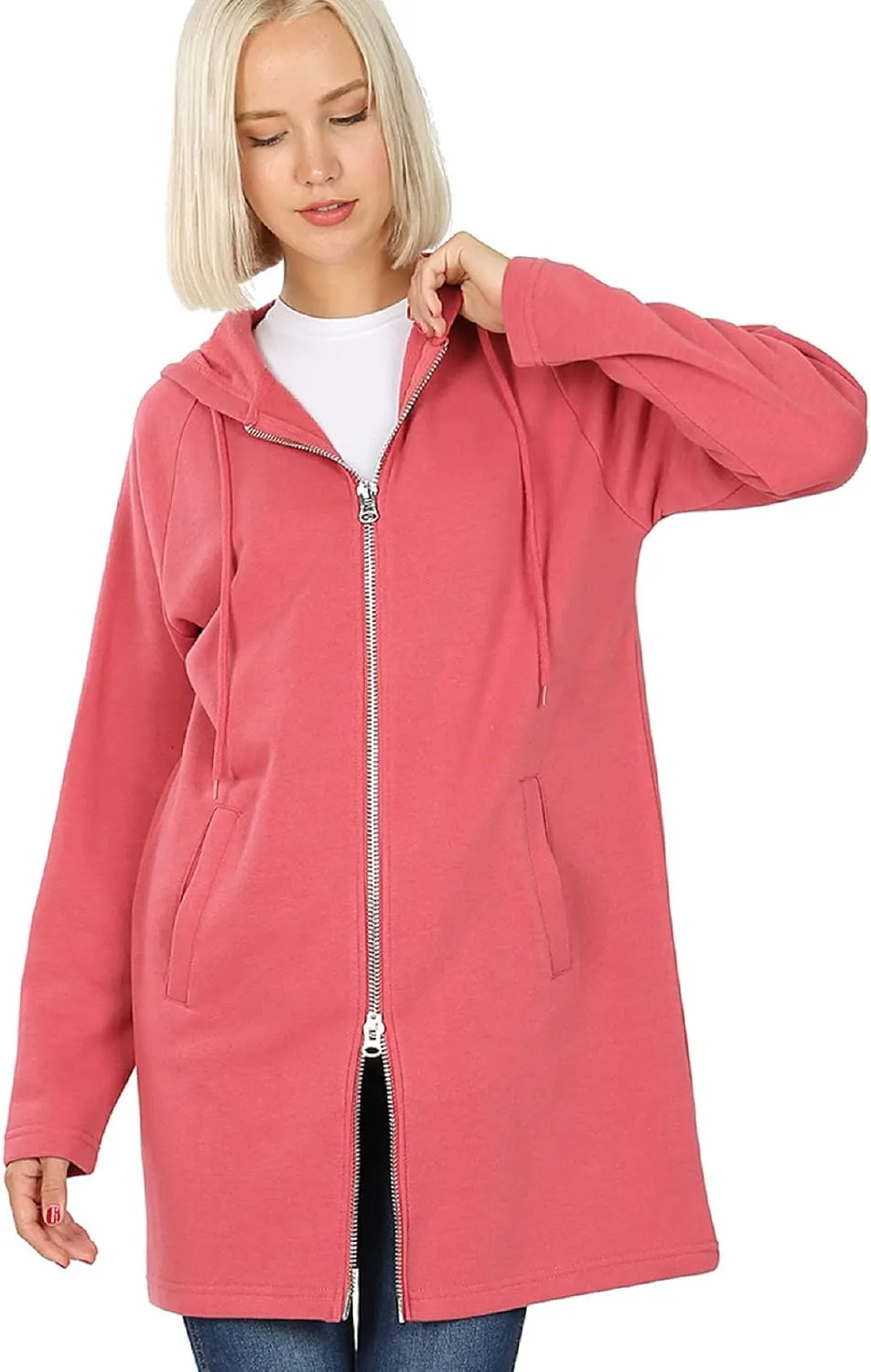 MixMatchy Women's Casual Oversized Loose Fit Long Sleeve Zip Up Pullover Hoodie Tunic Fall Sweatshirt Jacket (S-3X)