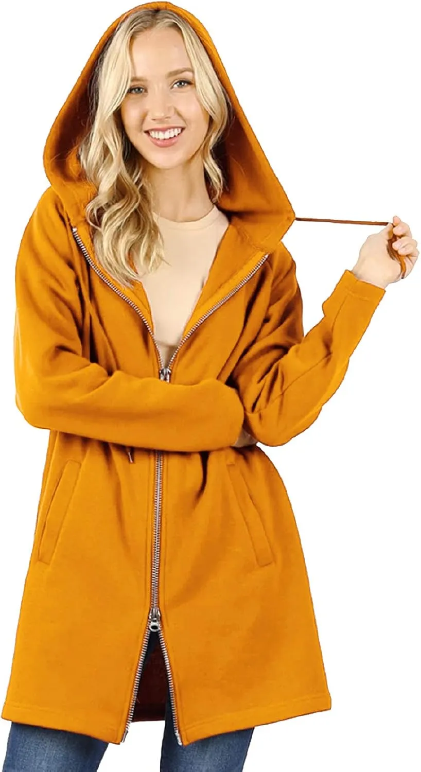 MixMatchy Women's Casual Oversized Loose Fit Long Sleeve Zip Up Pullover Hoodie Tunic Fall Sweatshirt Jacket (S-3X)