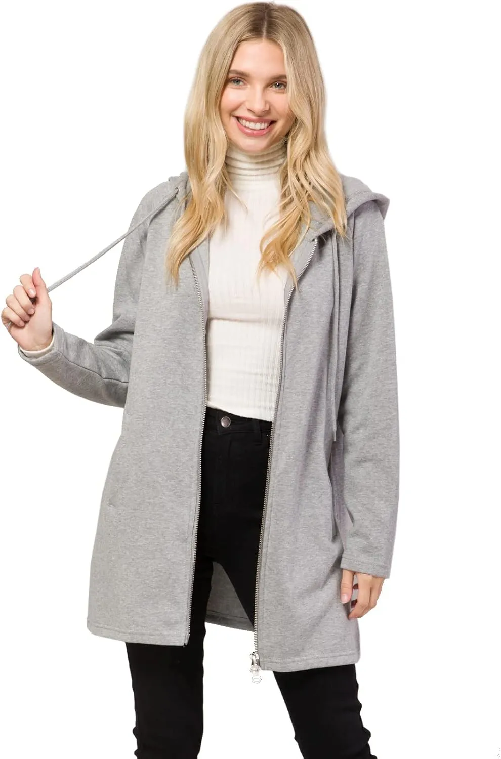 MixMatchy Women's Casual Oversized Loose Fit Long Sleeve Zip Up Pullover Hoodie Tunic Fall Sweatshirt Jacket (S-3X)