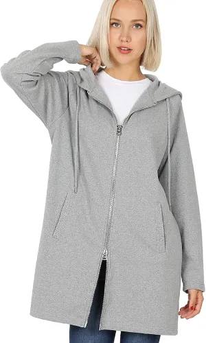 MixMatchy Women's Casual Oversized Loose Fit Long Sleeve Zip Up Pullover Hoodie Tunic Fall Sweatshirt Jacket (S-3X)
