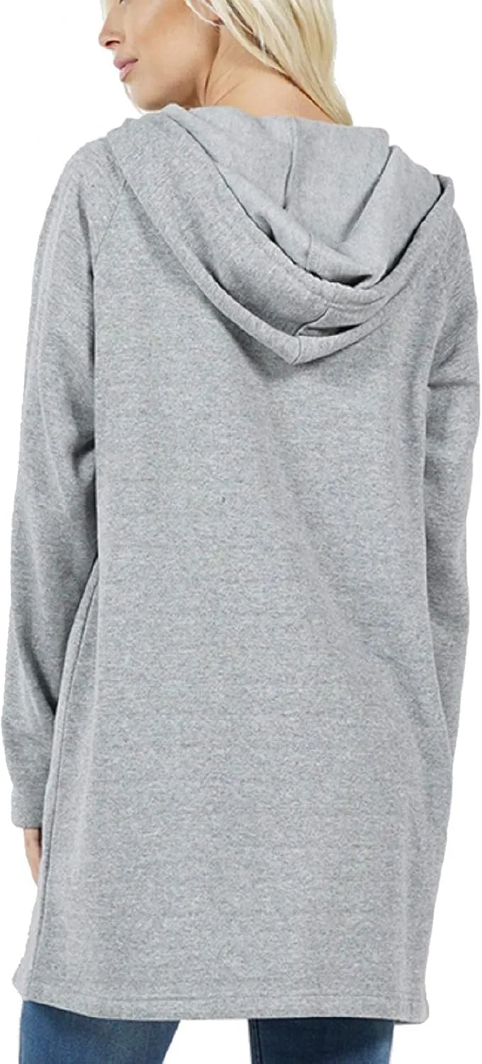 MixMatchy Women's Casual Oversized Loose Fit Long Sleeve Zip Up Pullover Hoodie Tunic Fall Sweatshirt Jacket (S-3X)