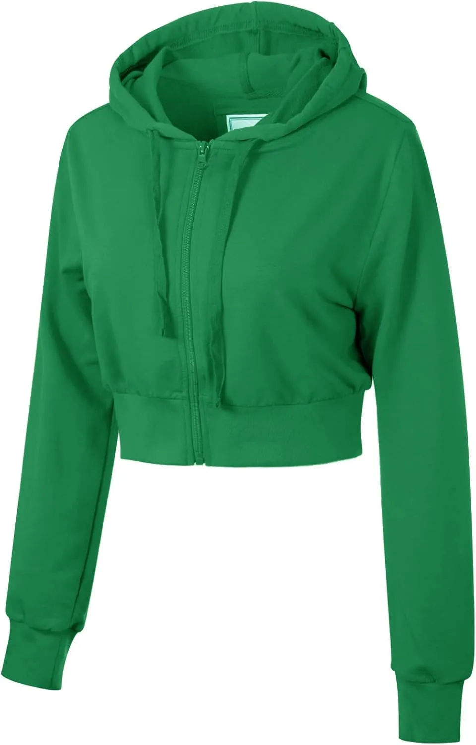 MixMatchy Women's Solid Casual Basic Long Sleeve French Terry Zip Up Crop Hoodie Jacket