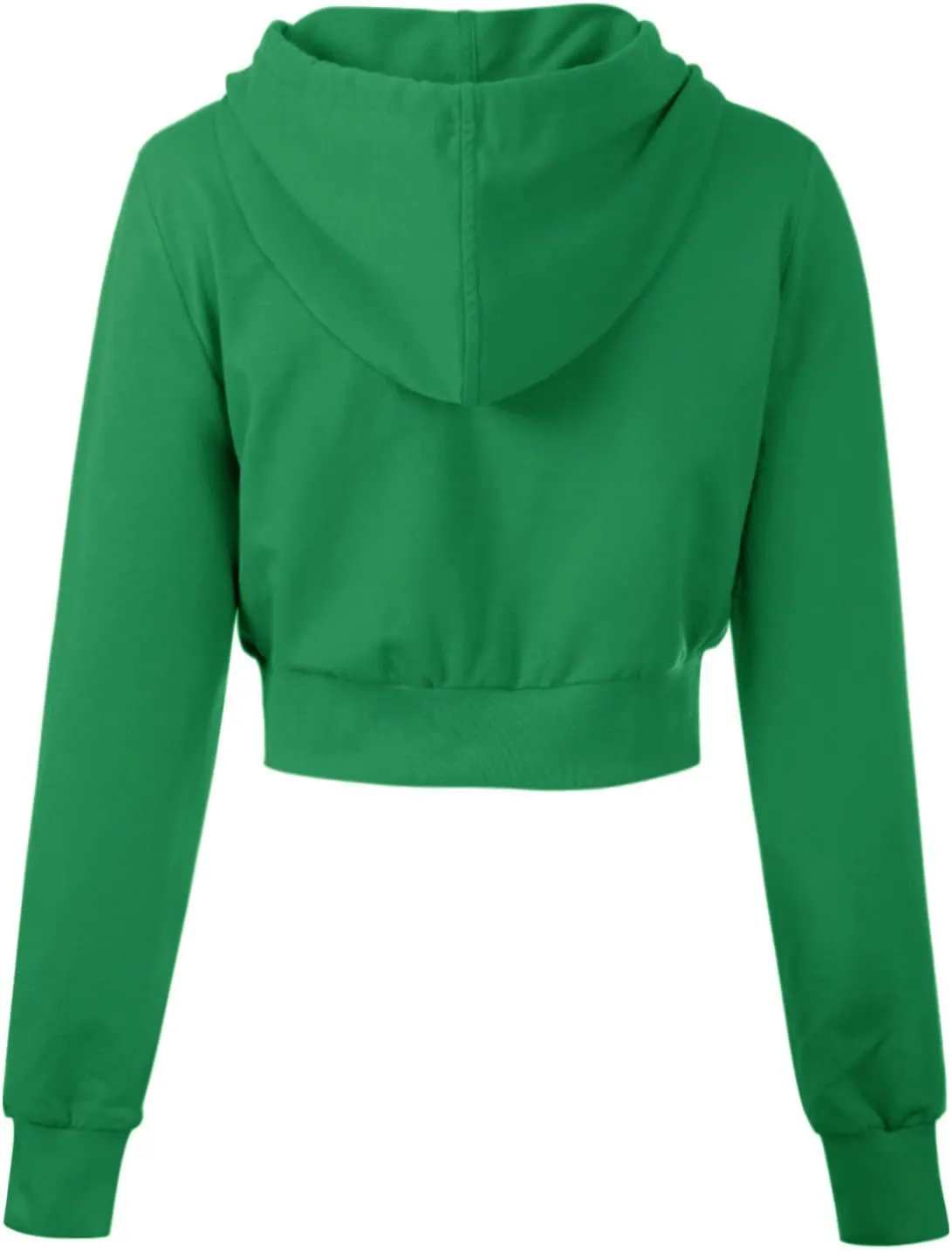 MixMatchy Women's Solid Casual Basic Long Sleeve French Terry Zip Up Crop Hoodie Jacket