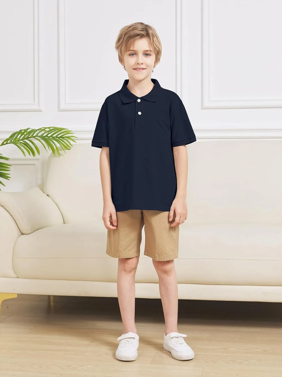 OHD 4 Pack Boys Polo Shirt Cotton School Uniform Polo Shirts for Boys Soft Kids Polo Shirt Multiple Color Short Sleeve Polo