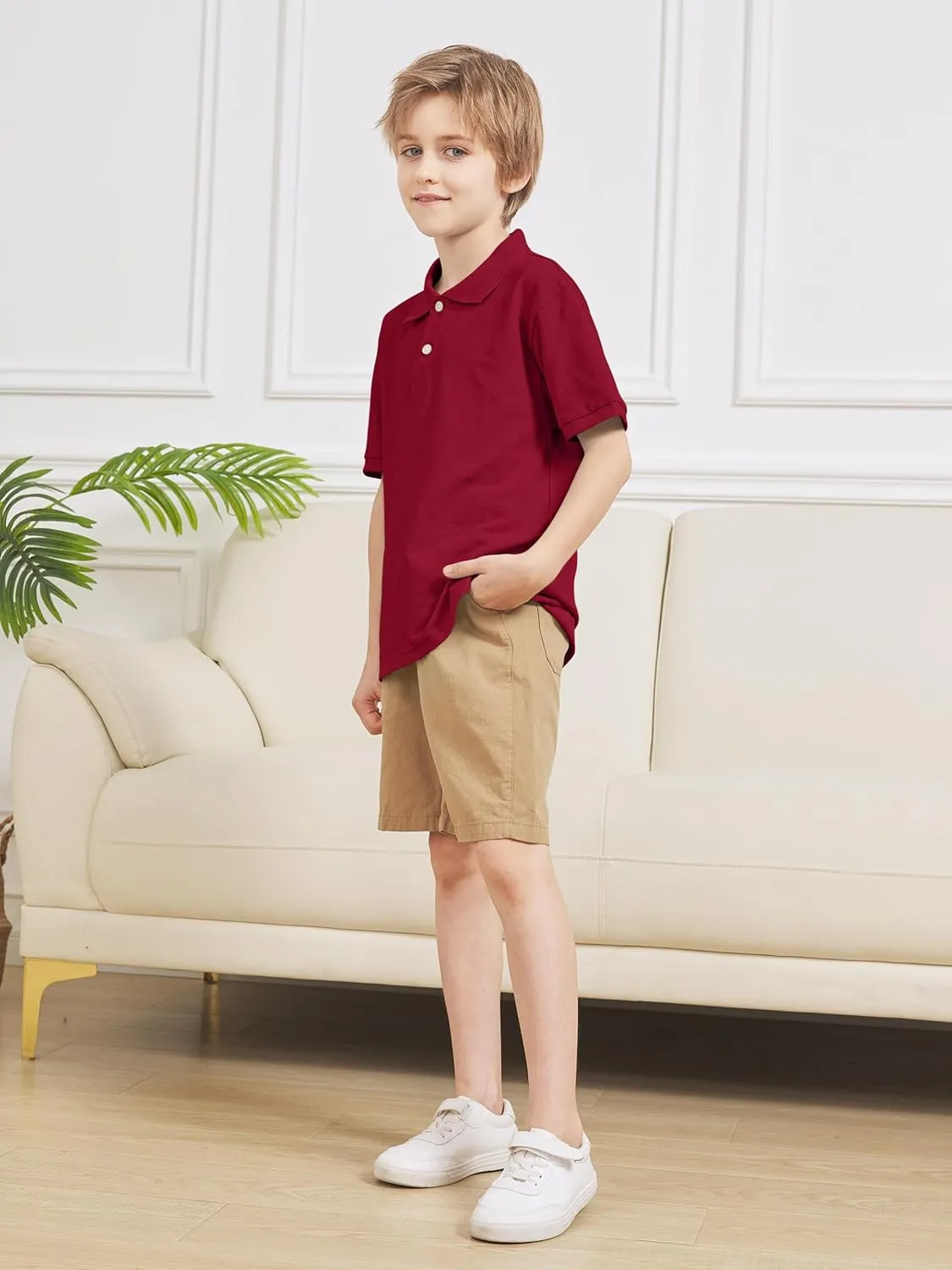 OHD 4 Pack Boys Polo Shirt Cotton School Uniform Polo Shirts for Boys Soft Kids Polo Shirt Multiple Color Short Sleeve Polo