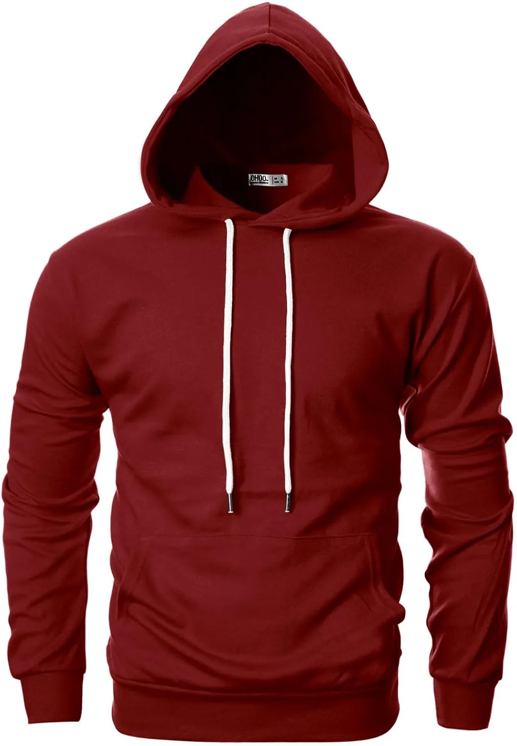 Ohoo Mens Slim Fit Basic Pullover Hoodies Sweatshirt Lightweight Long Sleeve with Kanga Pocket