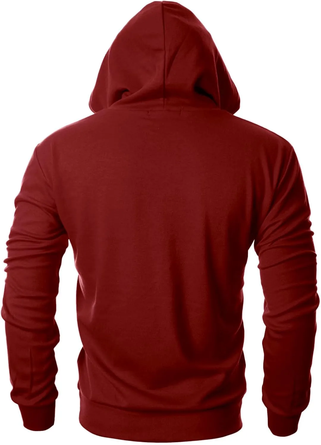 Ohoo Mens Slim Fit Basic Pullover Hoodies Sweatshirt Lightweight Long Sleeve with Kanga Pocket