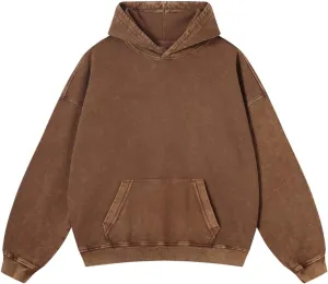 Oversized Hoodie for Men Trendy Washed Sweatshirt for Adult Loose Fit Cotton Pullover for Youth