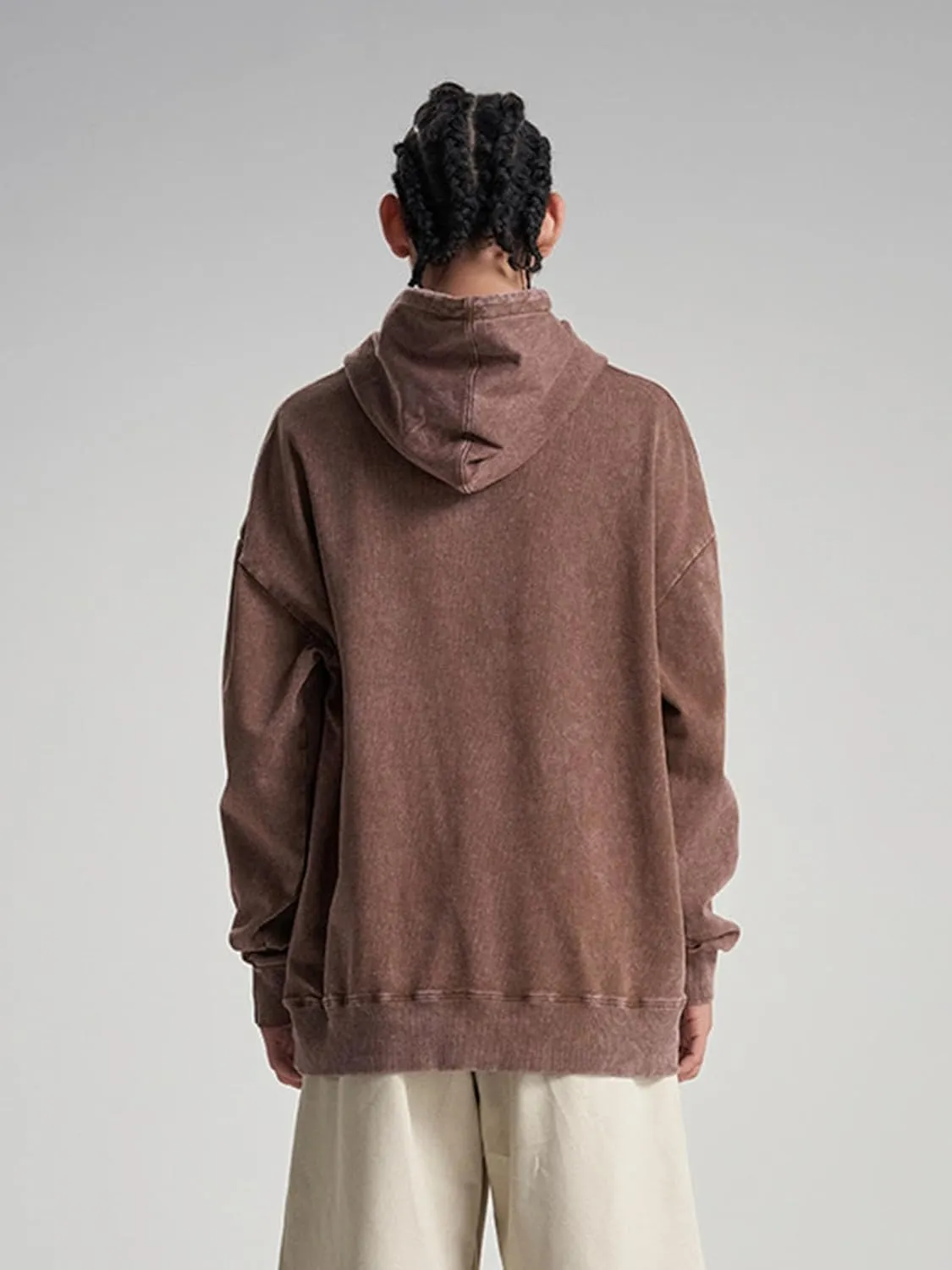 Oversized Hoodie for Men Trendy Washed Sweatshirt for Adult Loose Fit Cotton Pullover for Youth