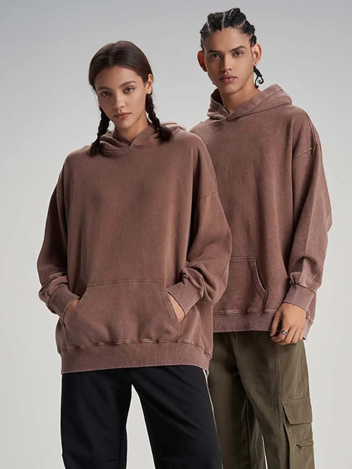Oversized Hoodie for Men Trendy Washed Sweatshirt for Adult Loose Fit Cotton Pullover for Youth