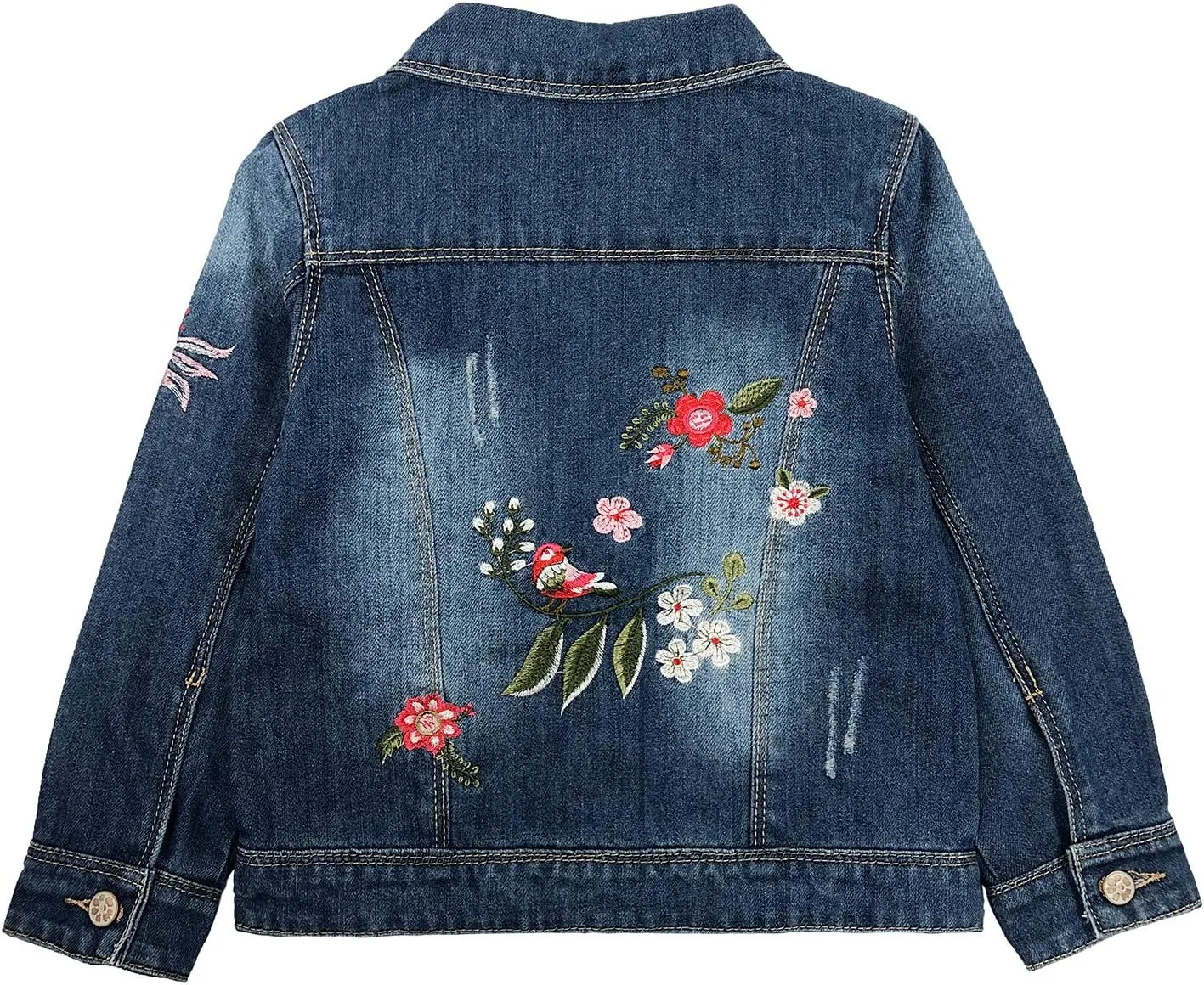 Peacolate 3-10Years Little Big Girls Spring Autumn Embroidered Denim Jacket
