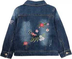 Peacolate 3-10Years Little Big Girls Spring Autumn Embroidered Denim Jacket