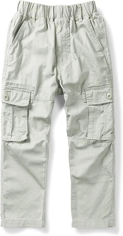 Phorecys Boys Pull on Cargo Pants Elastic Waist Casual Uniform Multi-Pockets Trousers