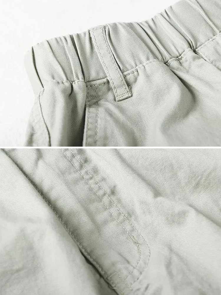 Phorecys Boys Pull on Cargo Pants Elastic Waist Casual Uniform Multi-Pockets Trousers
