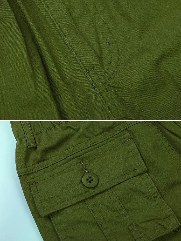 Phorecys Boys Pull on Cargo Pants Elastic Waist Casual Uniform Multi-Pockets Trousers
