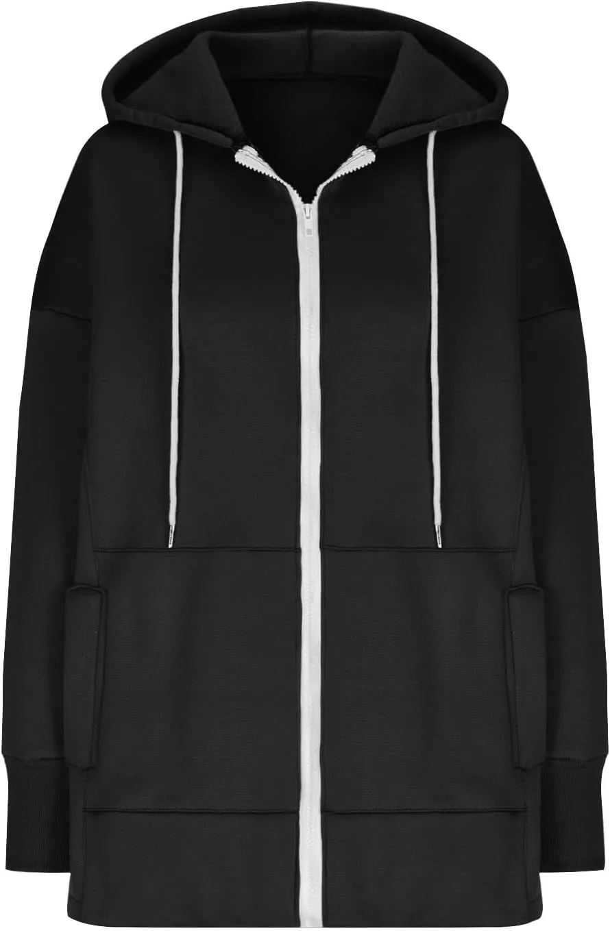 Plus Size Drawstring Sweatshirts for Women Long Sleeve Zip Up Oversized Casual Hoodies Jackets 2024 Fall Outfits