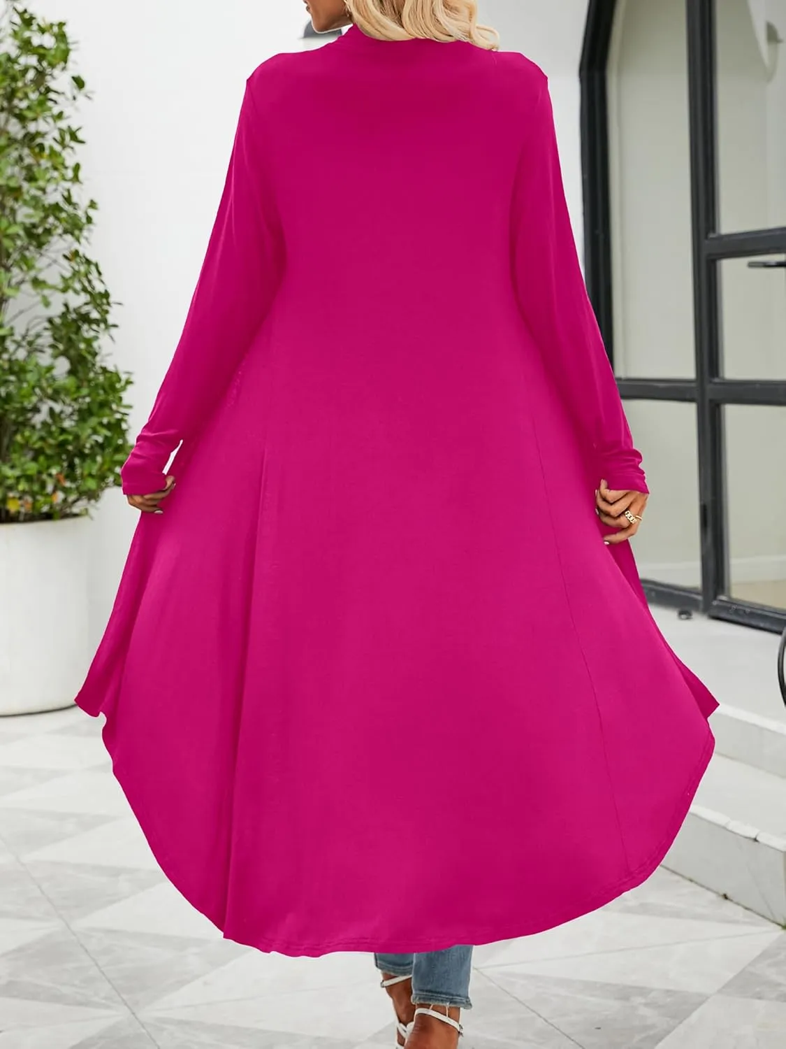 POGTMM Women's Casual Long Open Front Drape Lightweight Duster High Low Hem Maxi Long Sleeve Cardigan (S-3XL)