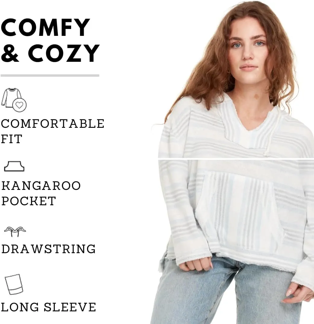 Pure Essence Women's 2023 Fall Striped Color Block Hoodies Fashion V Neck Knit Sweater Pullovers