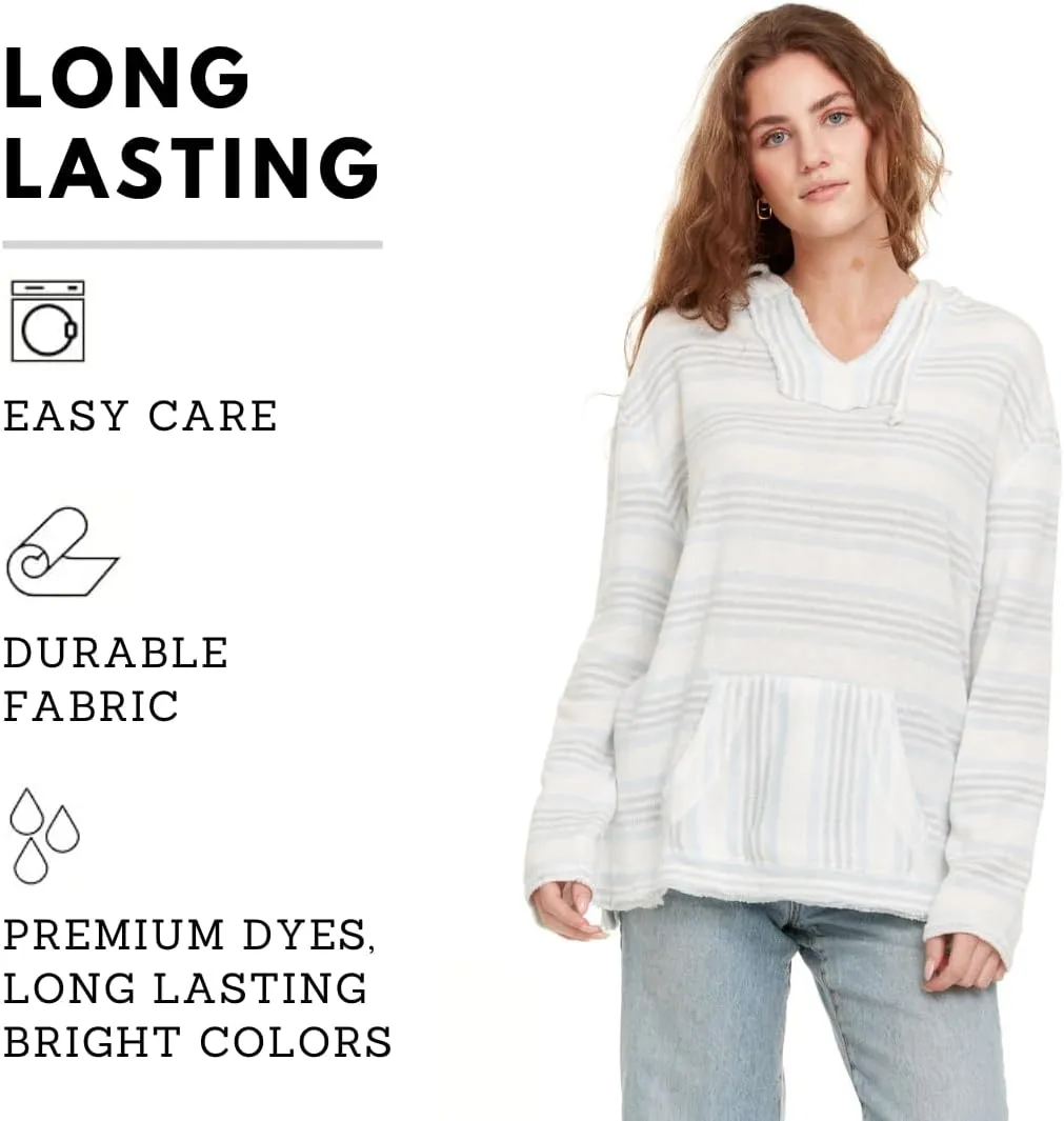 Pure Essence Women's 2023 Fall Striped Color Block Hoodies Fashion V Neck Knit Sweater Pullovers