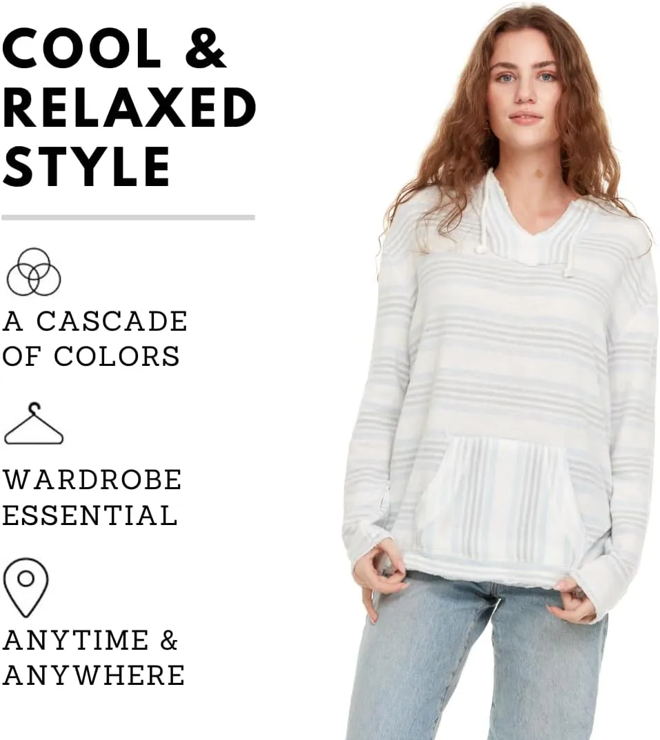 Pure Essence Women's 2023 Fall Striped Color Block Hoodies Fashion V Neck Knit Sweater Pullovers