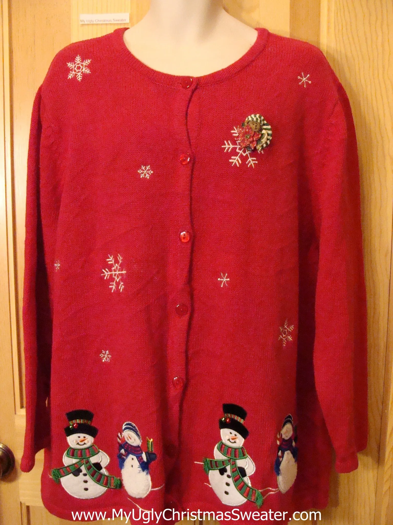 Red Snowman Themed Christmas Sweater