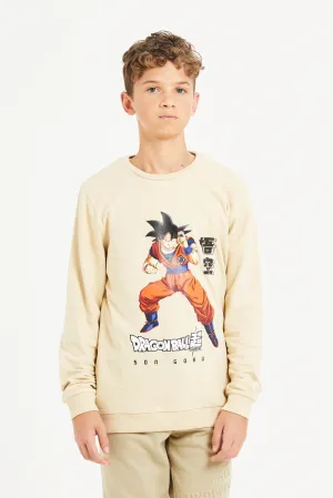 Senior Boys Beige Dragon Ball Z Sweatshirt
