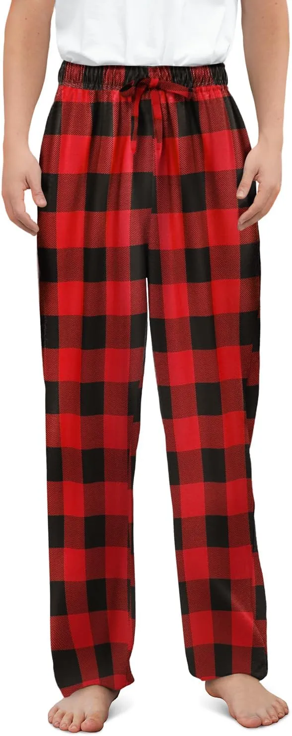 storeofbaby Boys Casual Plaid Pants Loose Elastic Waist Long Trousers with Pockets