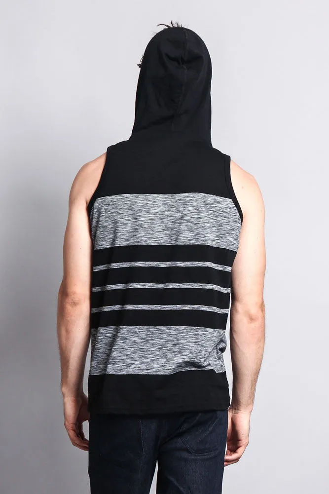 Striped Summer Sleeveless Hooded T-Shirt